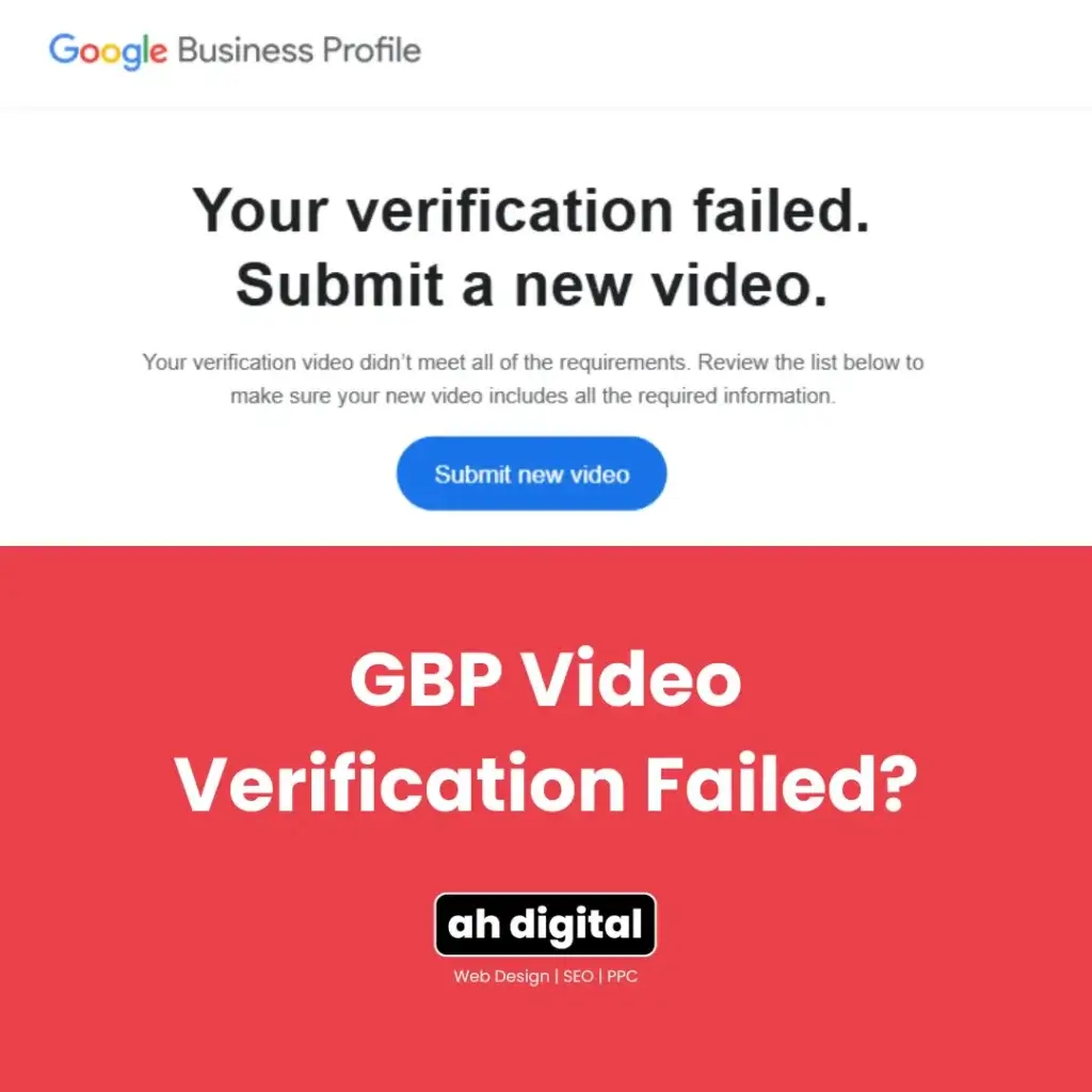 gbp video verification rejected reasons